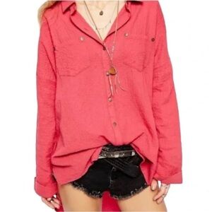 Free People coral Textured Top